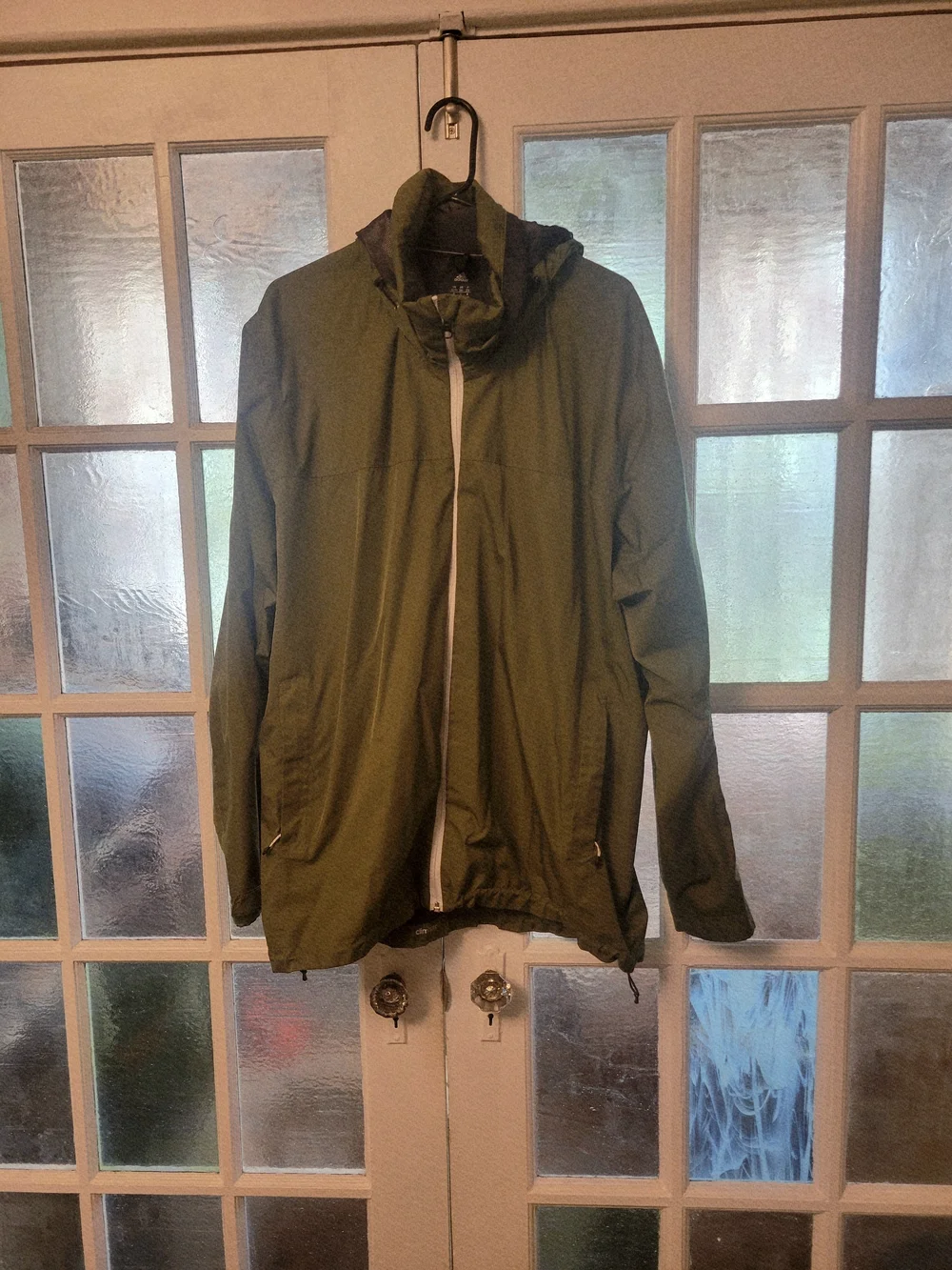 Adidas Green Hooded Climaproof Windbreaker Jacket